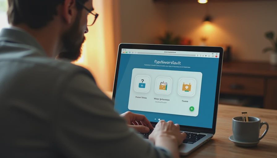 Close-up of a parent reviewing a family password manager shared vault on a laptop at a home desk.